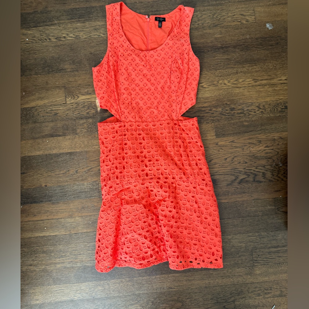 Jessica Simpson Dress Womens Orange Marisa Eyelet Cut Out Dress